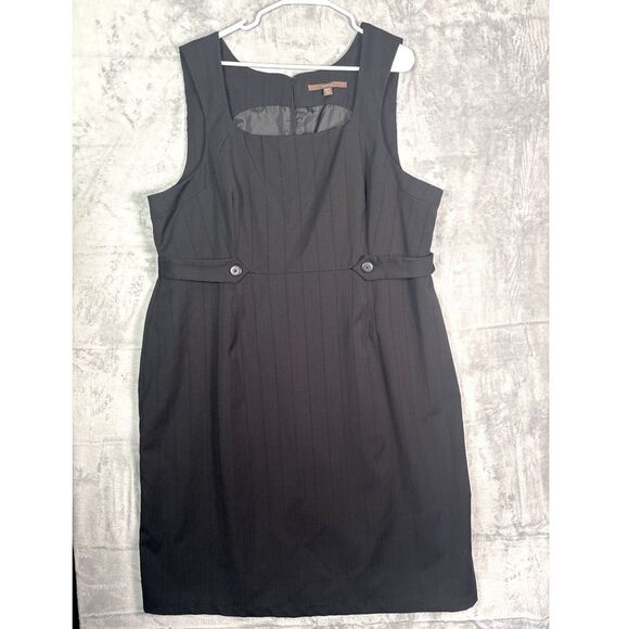 Merino Black Sleeveless Striped Fully Lined Midi Dress Size 22W - Picture 1 of 12